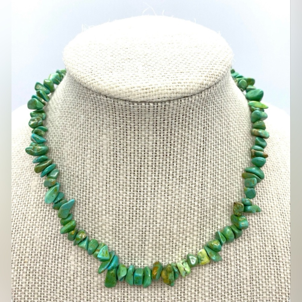 Blue Beaded Necklace Boho Y2K Southwestern Summer Coastal Cowgirl Beach Festival - Picture 2 of 6